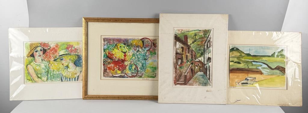MIRIAM SHORR (Florida, 20th Century), Four works:, Casein on rice paper, approx. 9" x 11". Three (1 of 6)