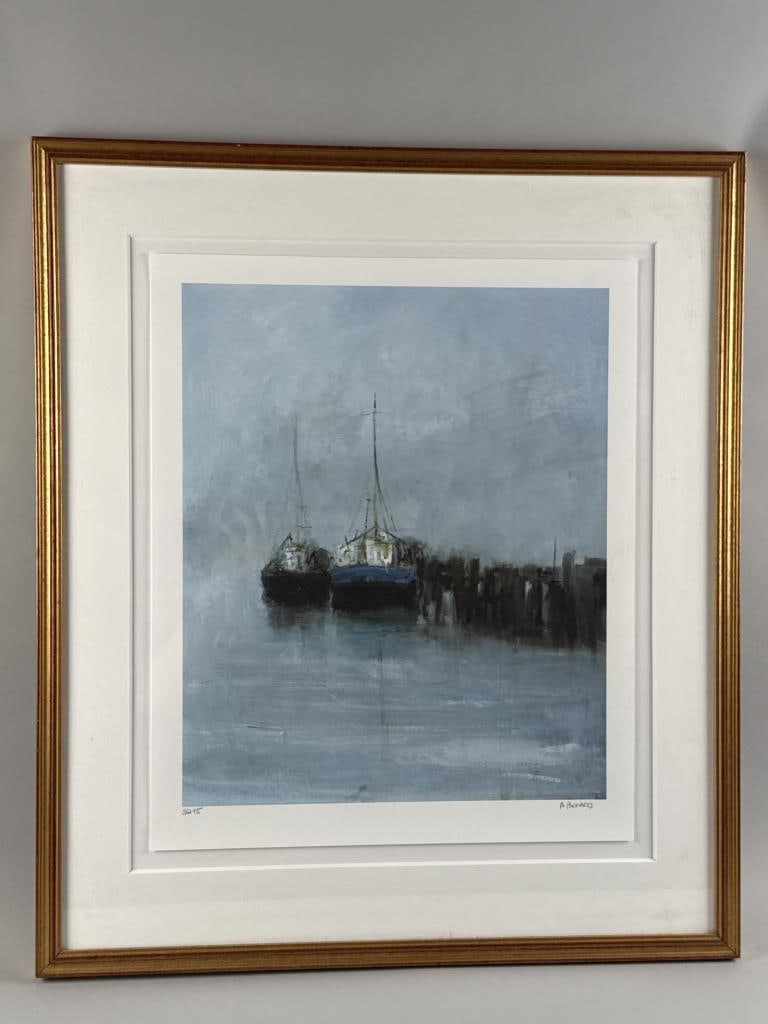 ANNE PACKARD (Massachusetts/New Jersey, 1933-), "Homeport"., Color print, 21" x 17.5". Framed 29.5": ANNE PACKARD Massachusetts/New Jersey, 1933- "Homeport". Signed lower right. Numbered 3/295 lower left. Color print, 21" x 17.5". Framed 29.5" x 25.5".