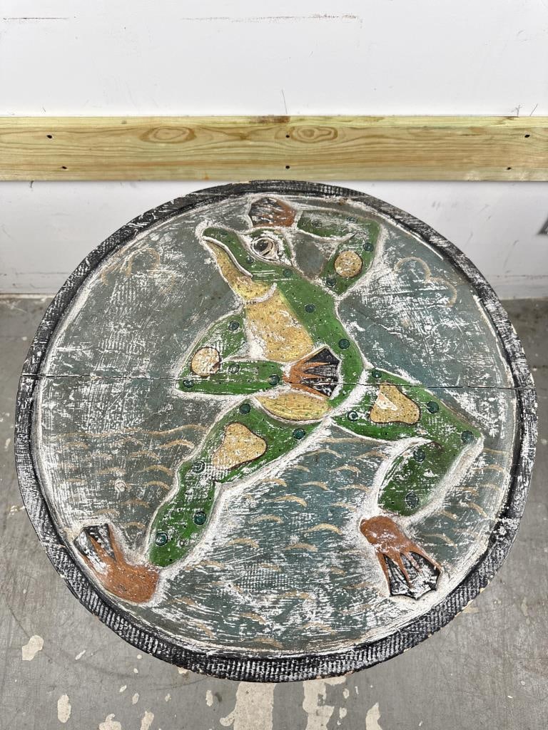 WHIMSICAL DANCING FROG SIDE TABLE Contemporary Height 28". Diameter 23.5". (1 of 4)