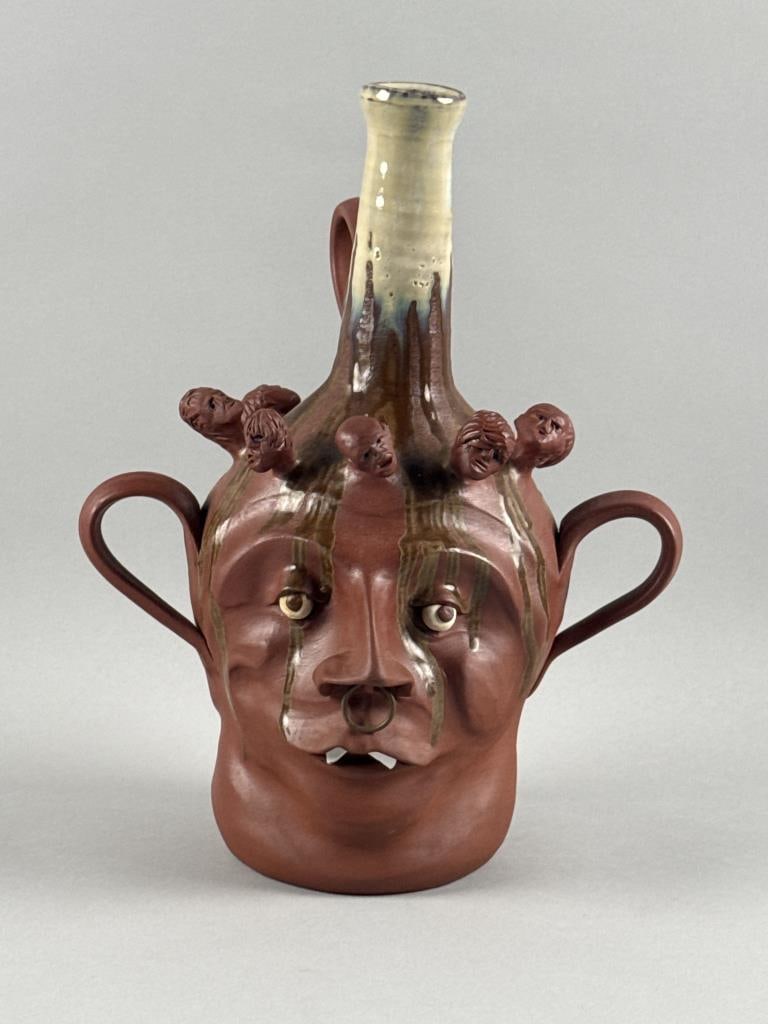 MCWHIRTER POTTERY FACE JUG Celo, North Carolina, Early 21st Century Height 11.5". Width at handles (1 of 6)