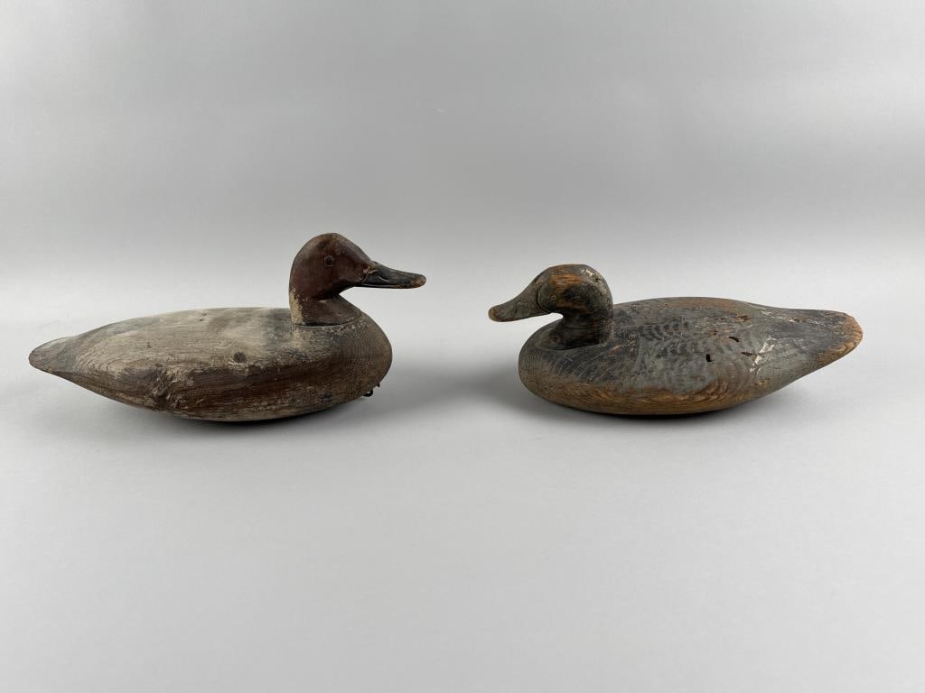 TWO CHESAPEAKE BAY AREA DECOYS Early 20th Century Lengths 13" and 15.5". (1 of 5)