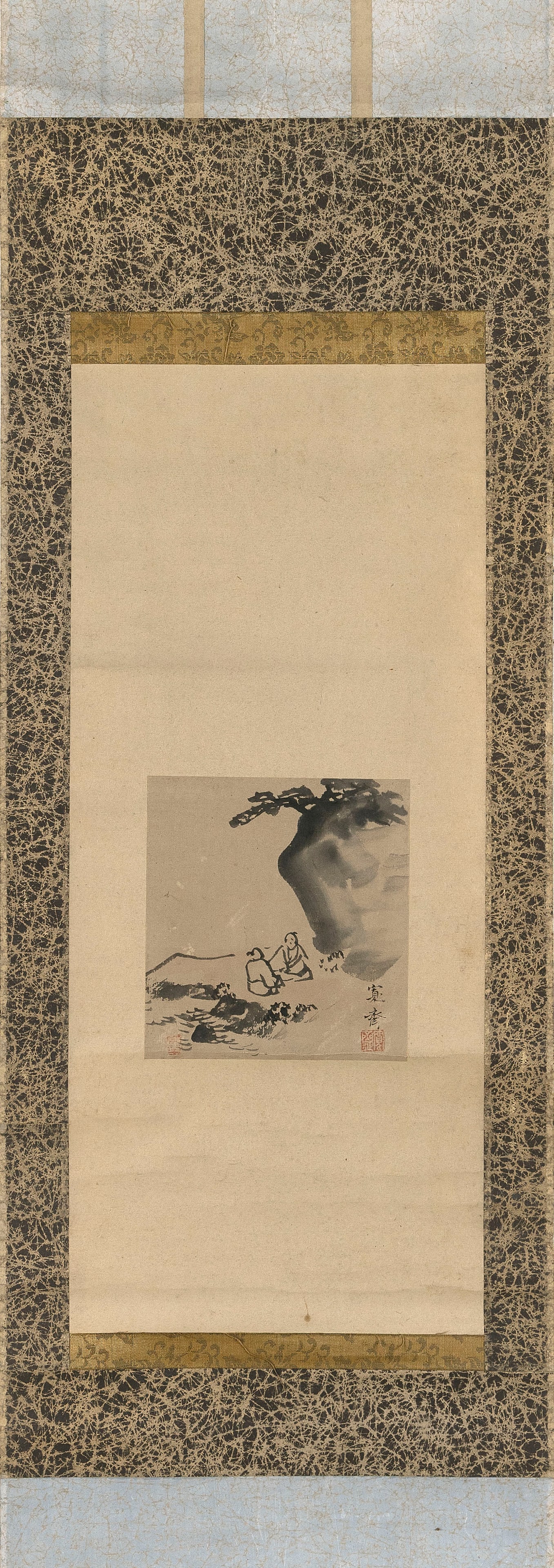 JAPANESE SCROLL PAINTING ON PAPER ATTRIBUTED TO MORI KANSAI 19th Century 6.5" x 6". (1 of 1)