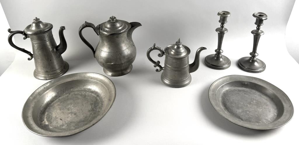 SEVEN PEWTER TABLEWARES 19th Century and Earlier (1 of 1)