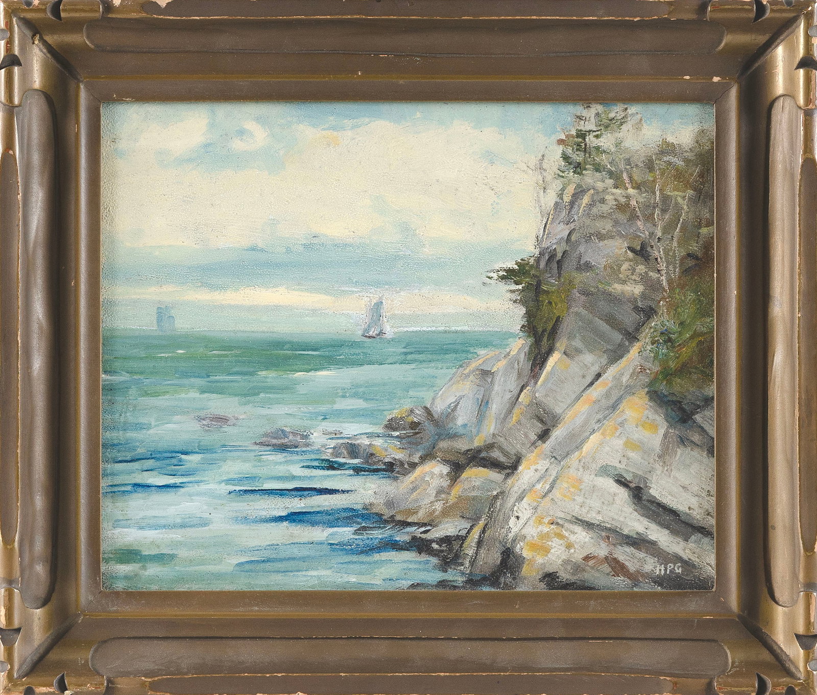 HORACE P. GILES (New Hampshire/Massachusetts/California/Mississippi, 1850-1937), Sailboats off a (1 of 1)