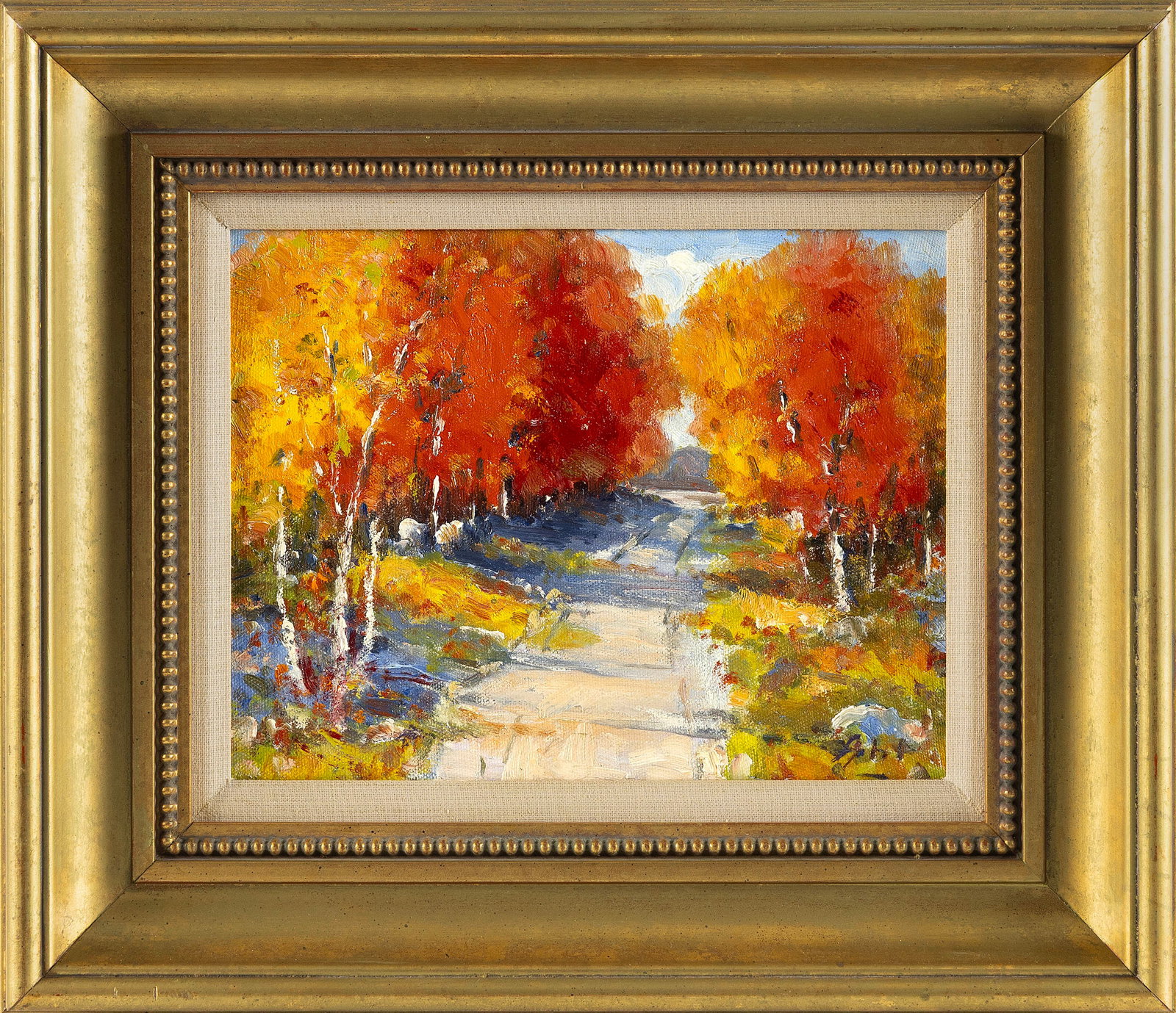HENRY HAMMOND AHL (Massachusetts/New York, 1869-1953), Fall landscape., Oil on masonite, 8" x 10". (1 of 2)