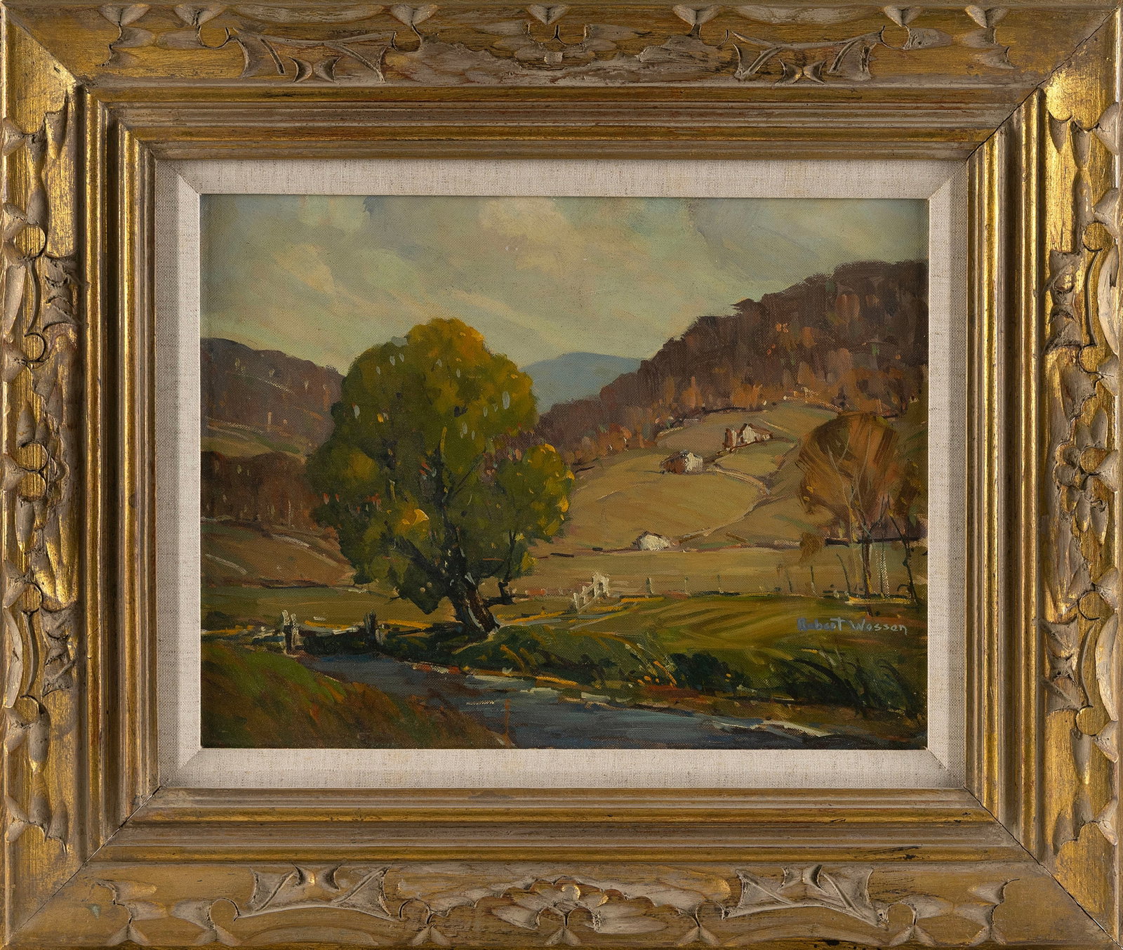 ROBERT SHAW WESSON (Vermont/Massachusetts, 1902-1967), Country landscape., Oil on canvas board, 12" (1 of 2)