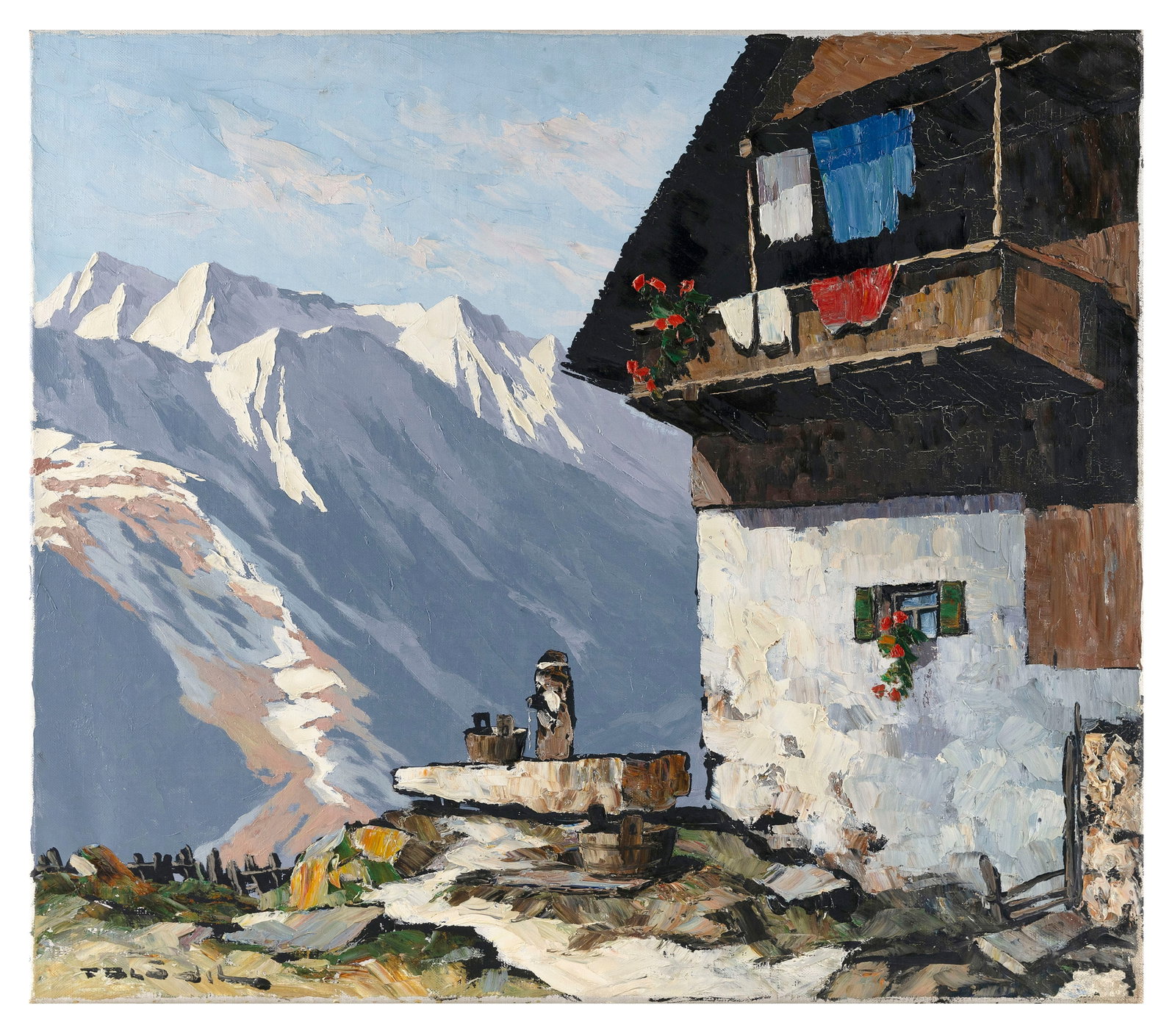 FRITZ BLADEL (Germany, 1903-1950), Alpine landscape., Oil on canvas, 27.5" x 38". Unframed. (1 of 2)