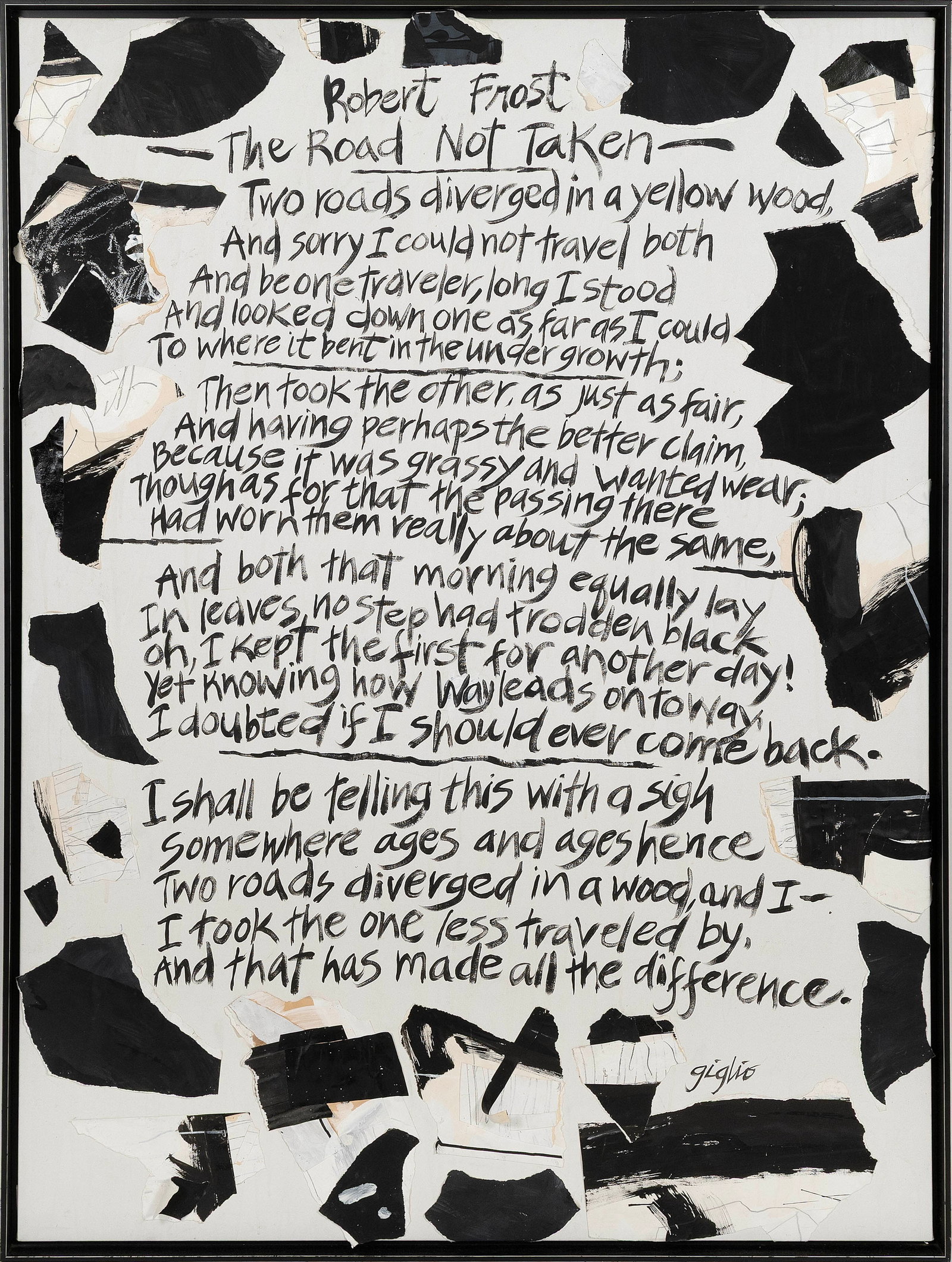 RICHARD GIGLIO (New York/Florida, Contemporary), Abstract composition with poem., Oil and paper (1 of 1)