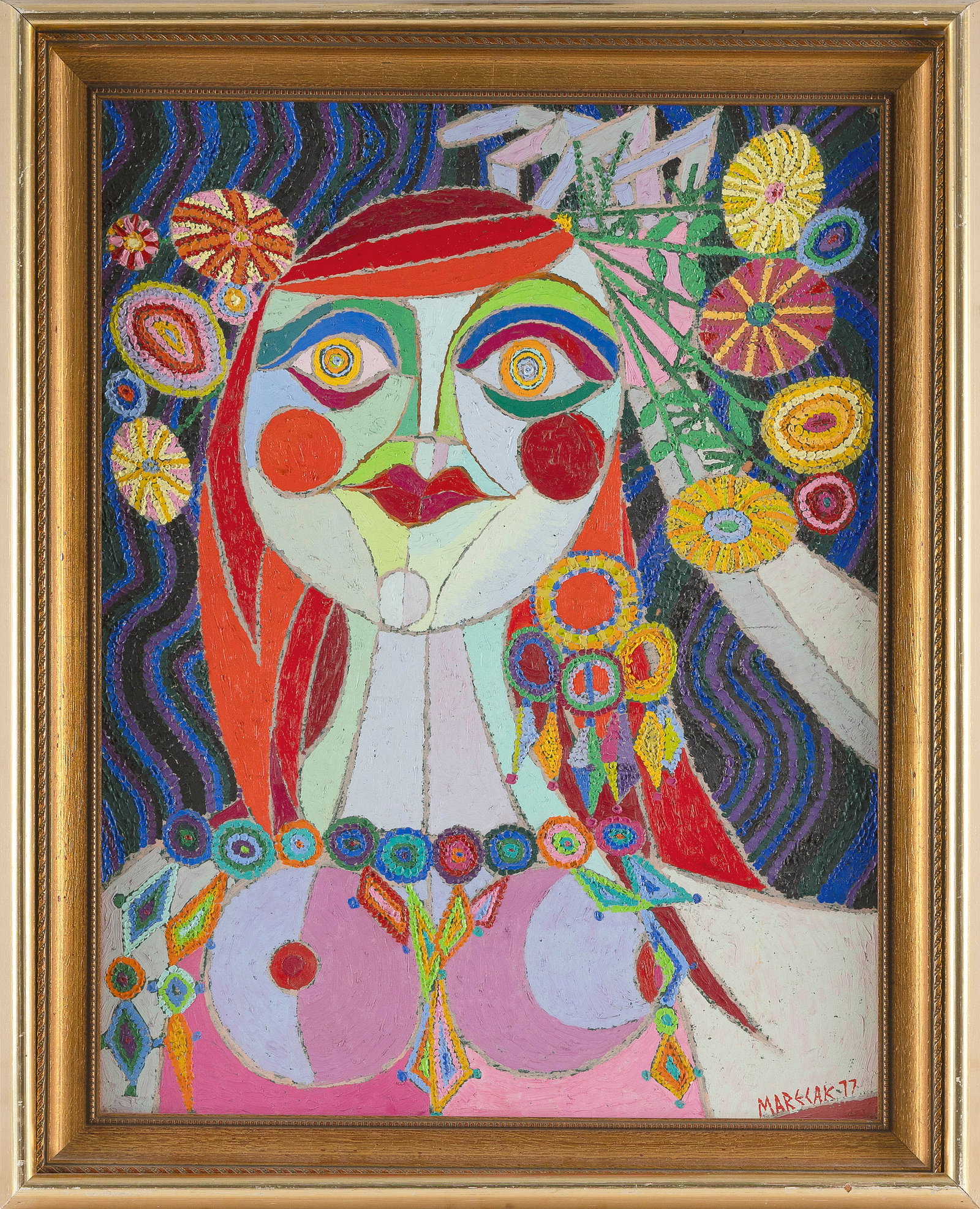 EDWARD S. MARECAK (Colorado/Ohio, 1919-1993), Portrait of a woman., Oil on masonite, 24" x 18". (1 of 2)