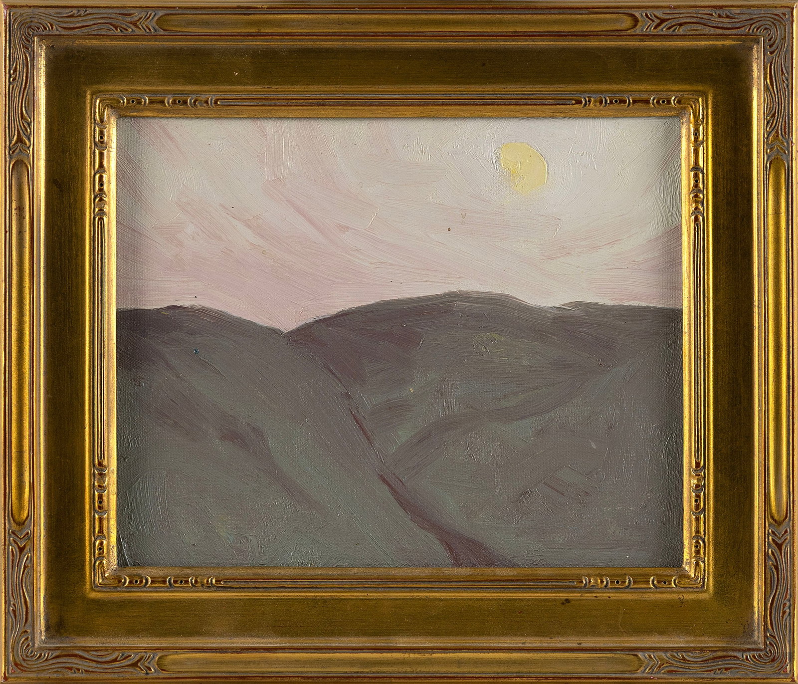 ELWYN GEORGE GOWEN (Maine/Massachusetts, 1895-1954), Landscape at dusk., Oil on board, 8" x 10". (1 of 2)