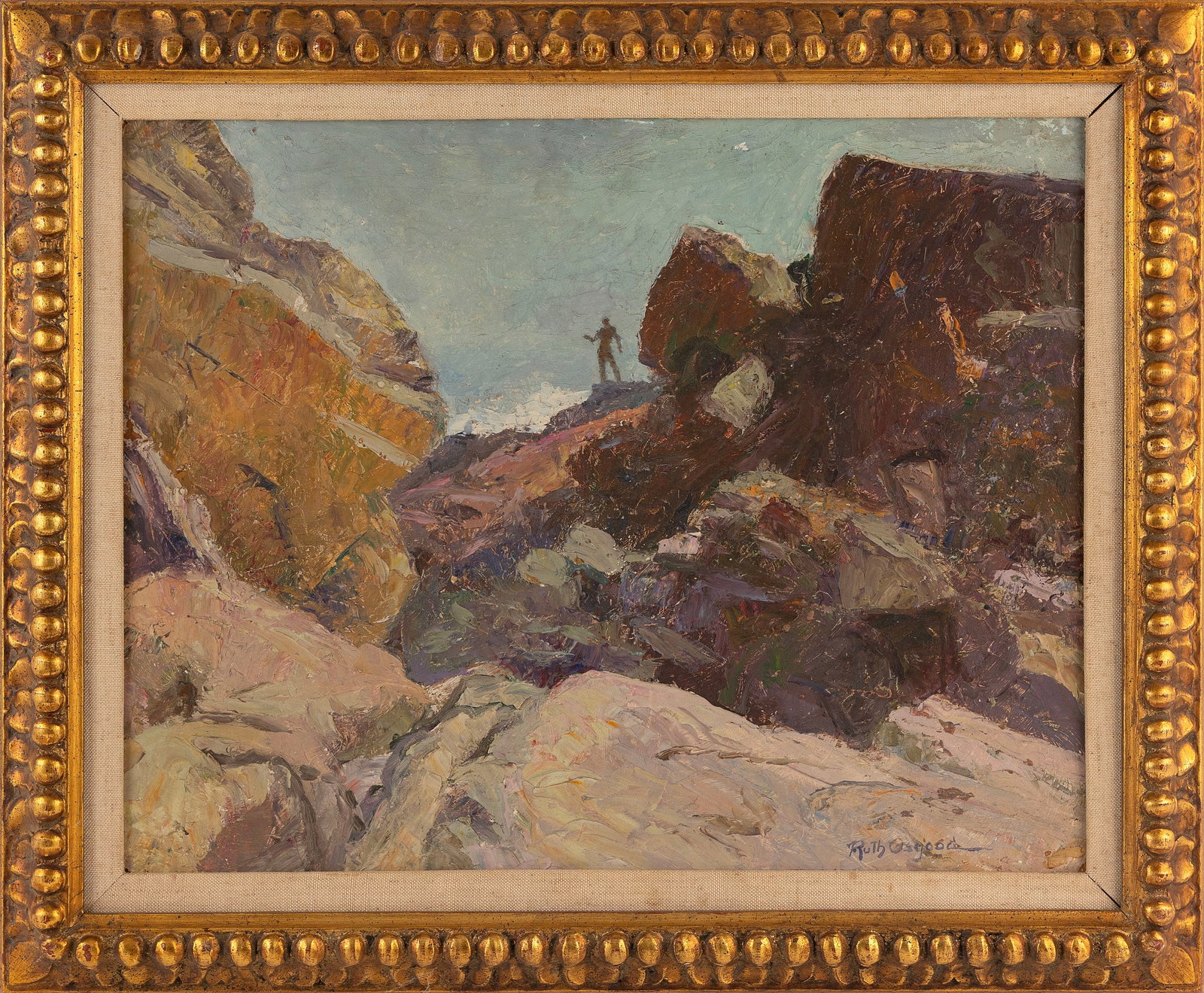 RUTH OSGOOD (New York/Minnesota/District of Columbia, 1890-1977), Rocky shore, likely Maine., Oil on (1 of 2)