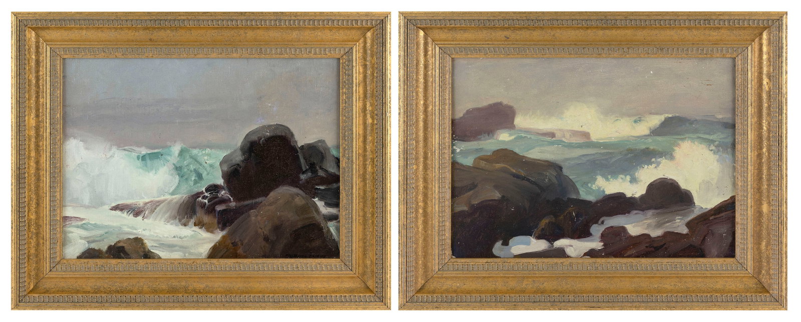 MCCLELLAND BARCLAY (Missouri/New York/California, 1891-1943), Pair of seascapes featuring the Maine (1 of 5)