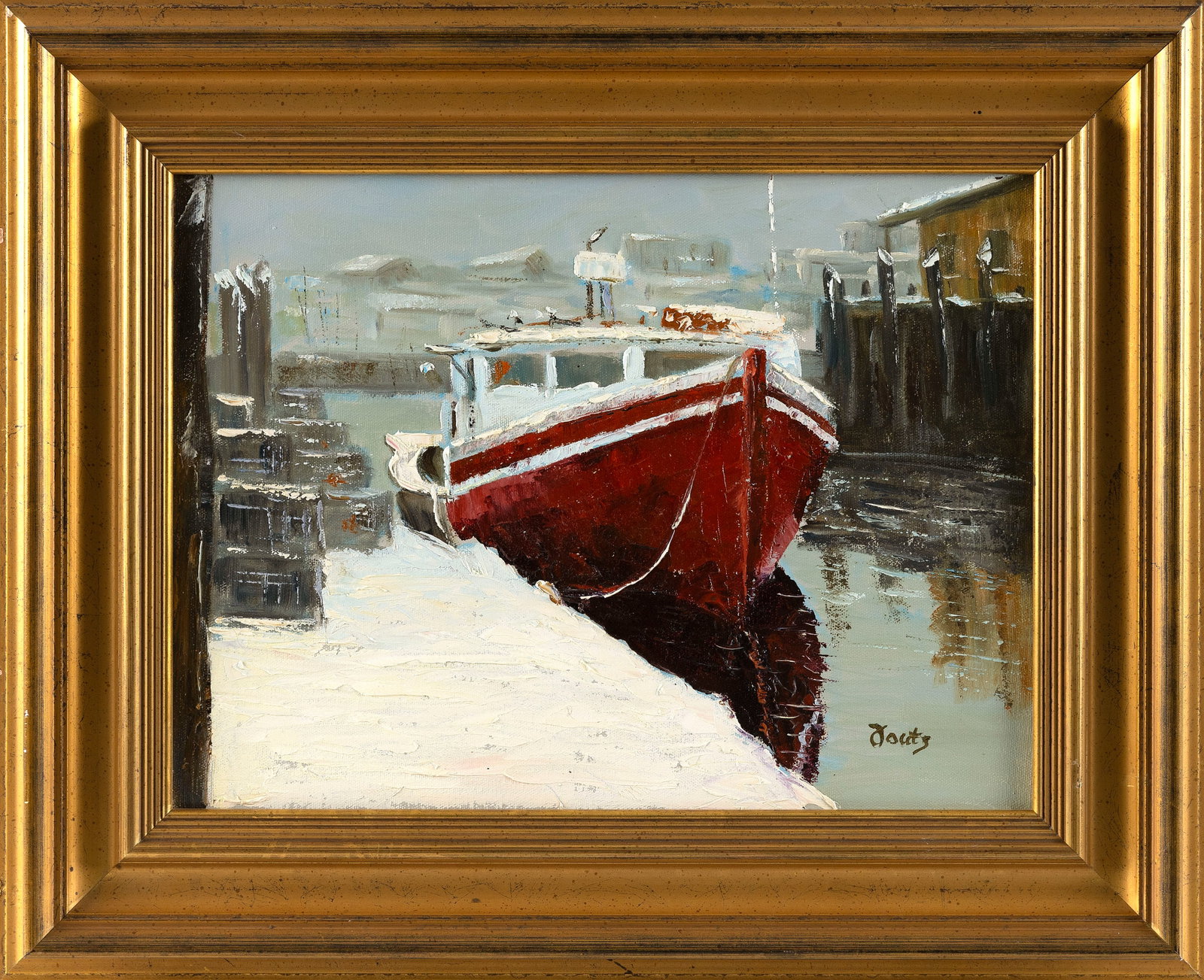 DAVID PERRY FOUTS (New York/Maine, Contemporary), Lobster boat in winter, Maine, 2002., Oil on (1 of 2)