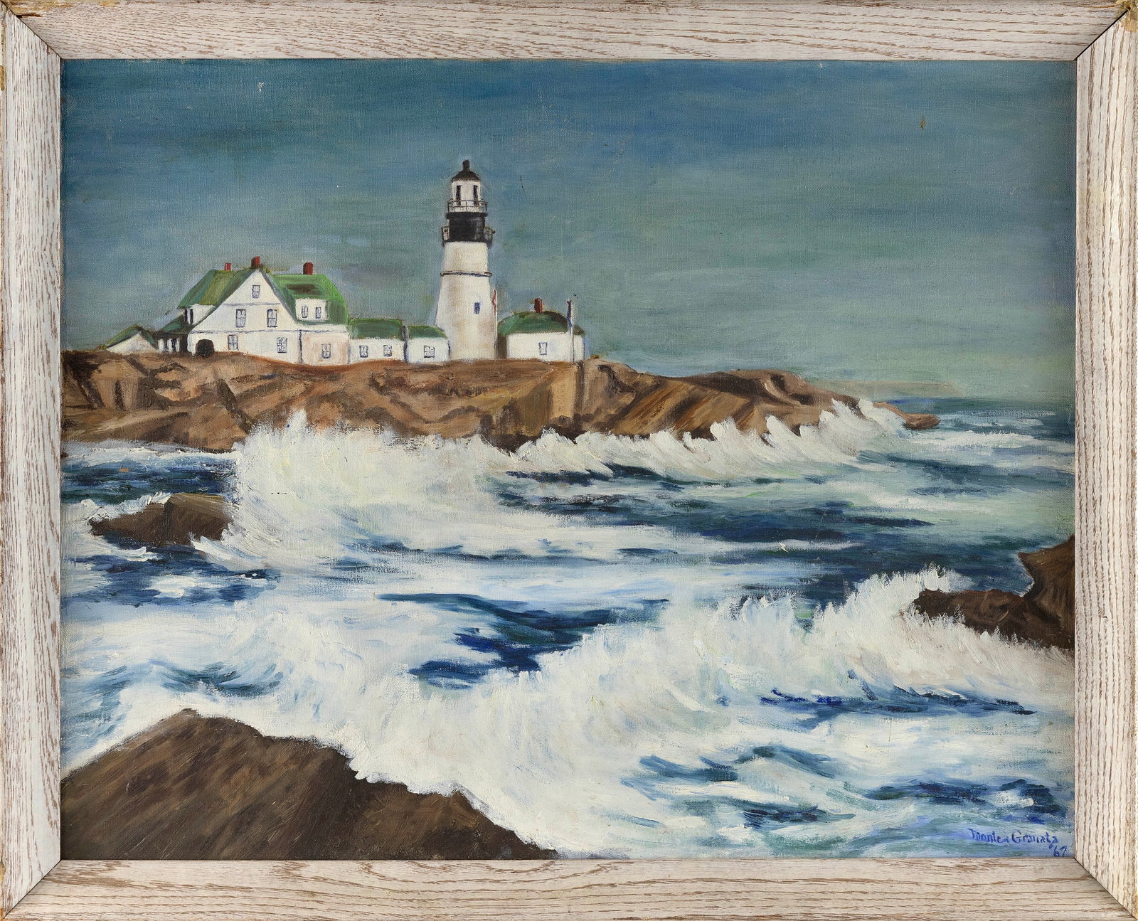 MONICA GRANATA (America, 20th Century), Portland Head Light., Oil on canvas, 24" x 30". Framed 28" x (1 of 2)