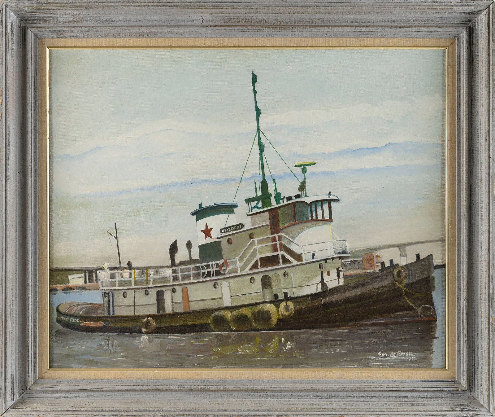GEORGE DE BOER (Massachusetts/The Netherlands, 20th Century), Tugboat Newport underway., Oil on (1 of 2)