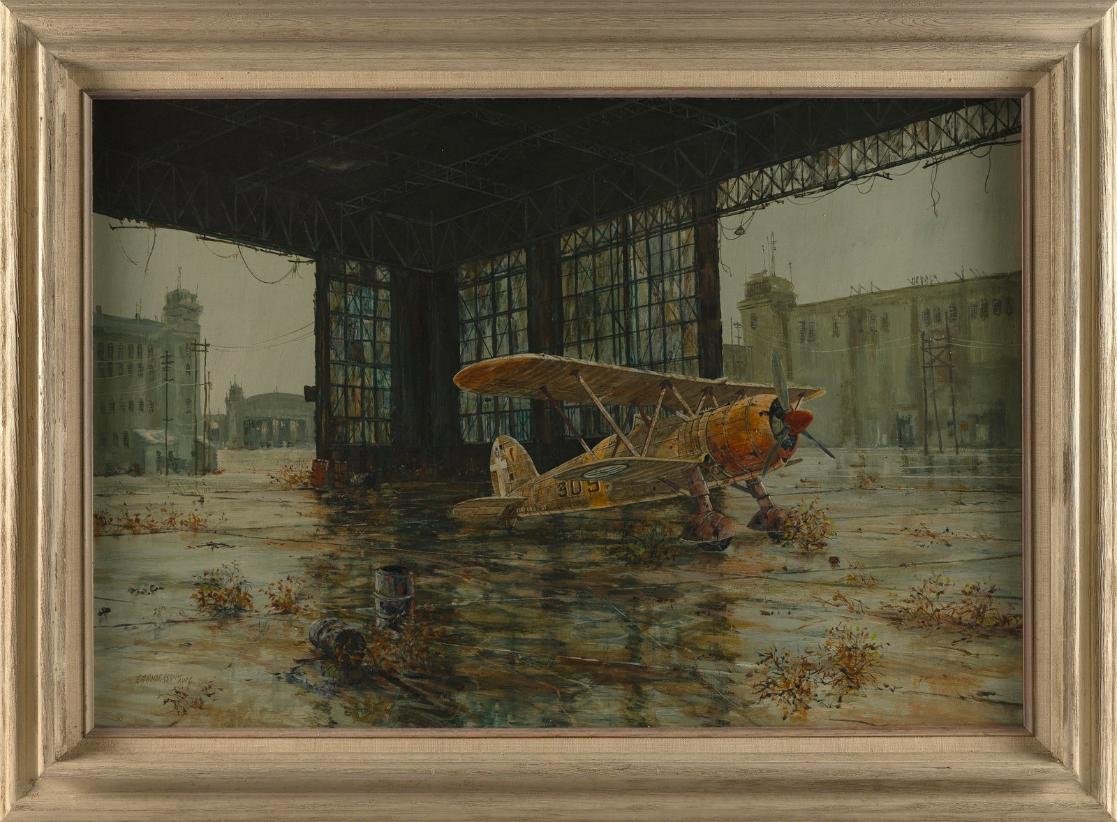 EDWARD ARTHUR ANDERSON (Connecticut/Illinois, 1923-2005), Italian biplane., Oil on masonite, 24" x (1 of 2)