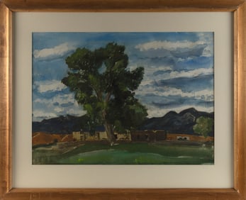 MORRIS ATKINSON BLACKBURN (Maine/Pennsylvania/New Mexico, 1902-1979), Landscape with tree., Gouache,
