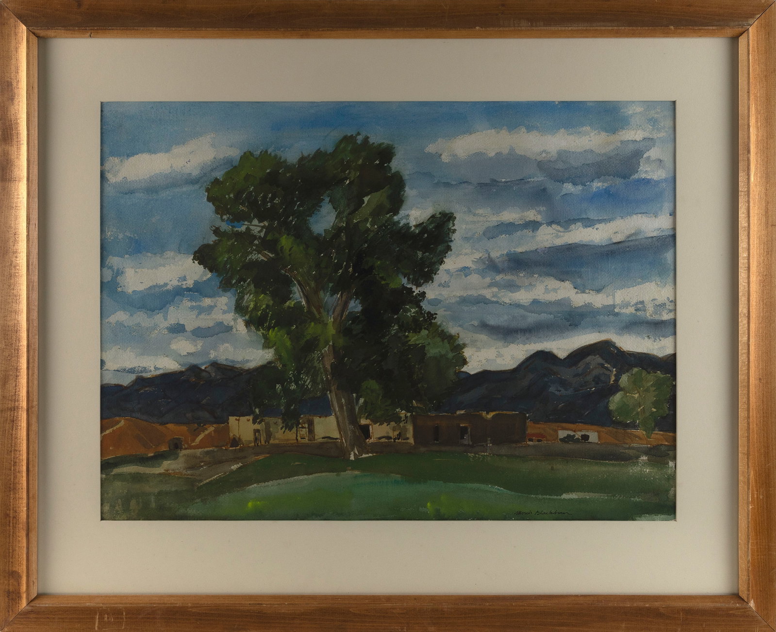 MORRIS ATKINSON BLACKBURN (Maine/Pennsylvania/New Mexico, 1902-1979), Landscape with tree., Gouache, (1 of 2)