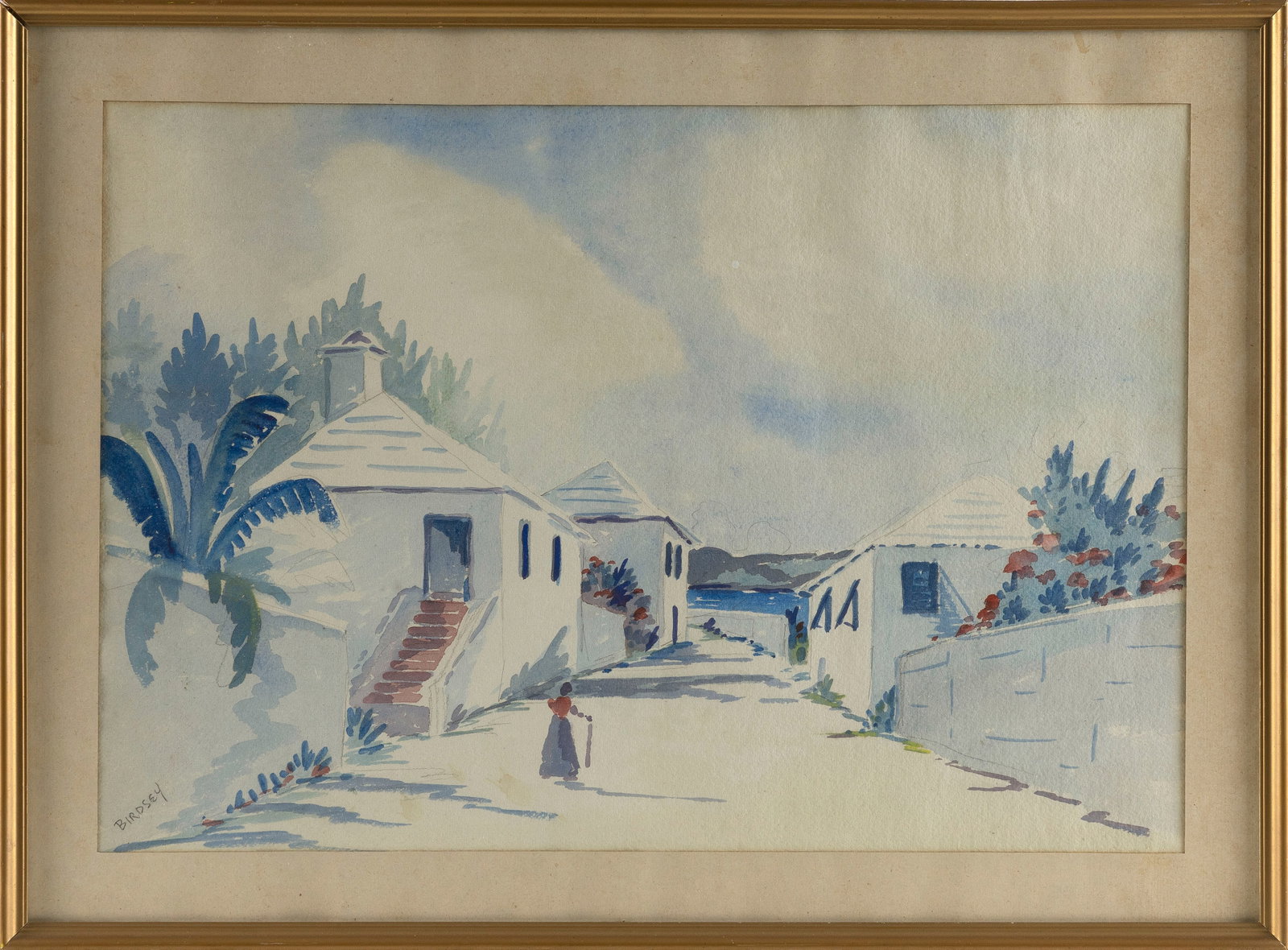 ALFRED BIRDSEY (Bermuda, 1912-1996), Coastal street scene, Bermuda., Watercolor, 14" x 20.5" sight. (1 of 2)