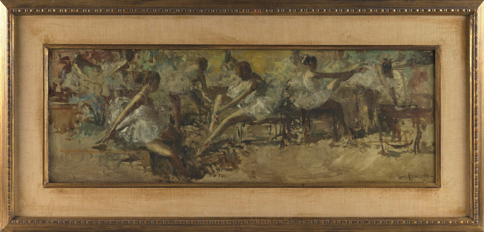 LOUIS KRONBERG (New York/Florida/Massachusetts/France, 1872-1965), Dance studio., Oil on board, (1 of 2)