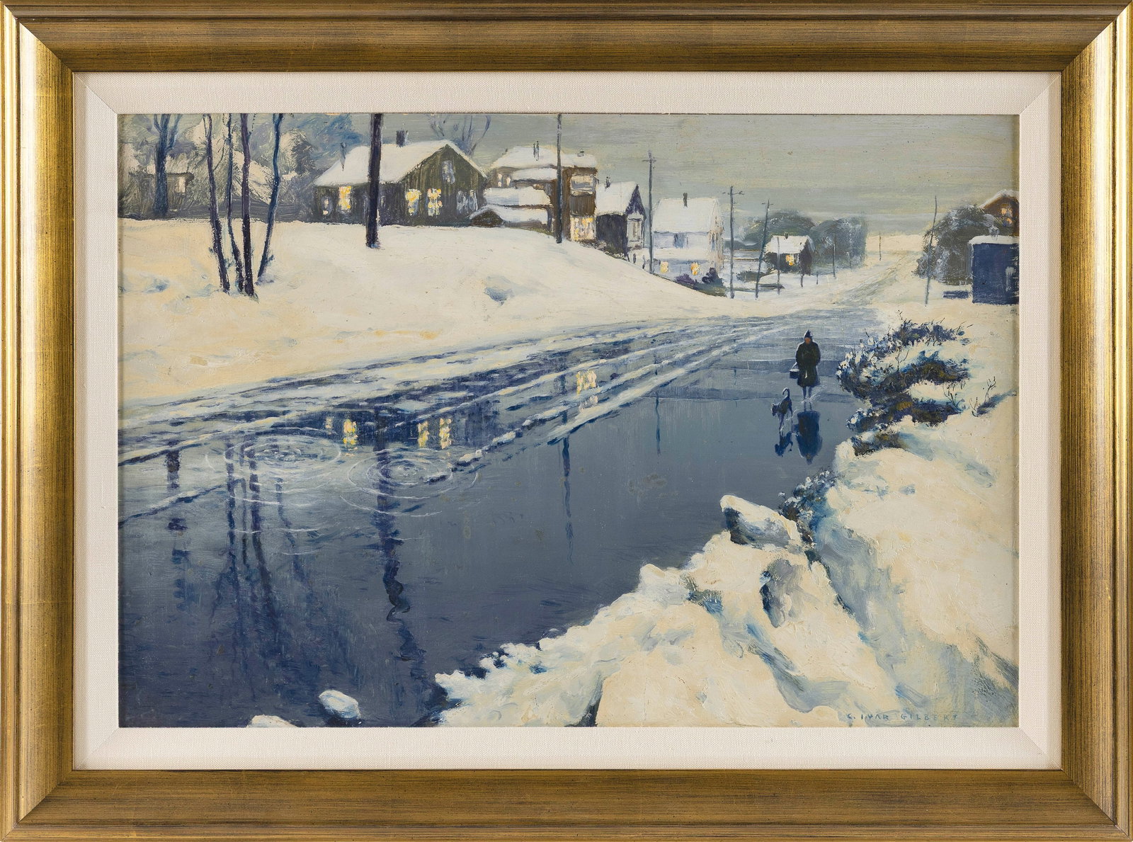 C. IVAR GILBERT (New York/New Hampshire, 1882-1972), Winter river scene., Oil on board, 15" x 22". (1 of 1)