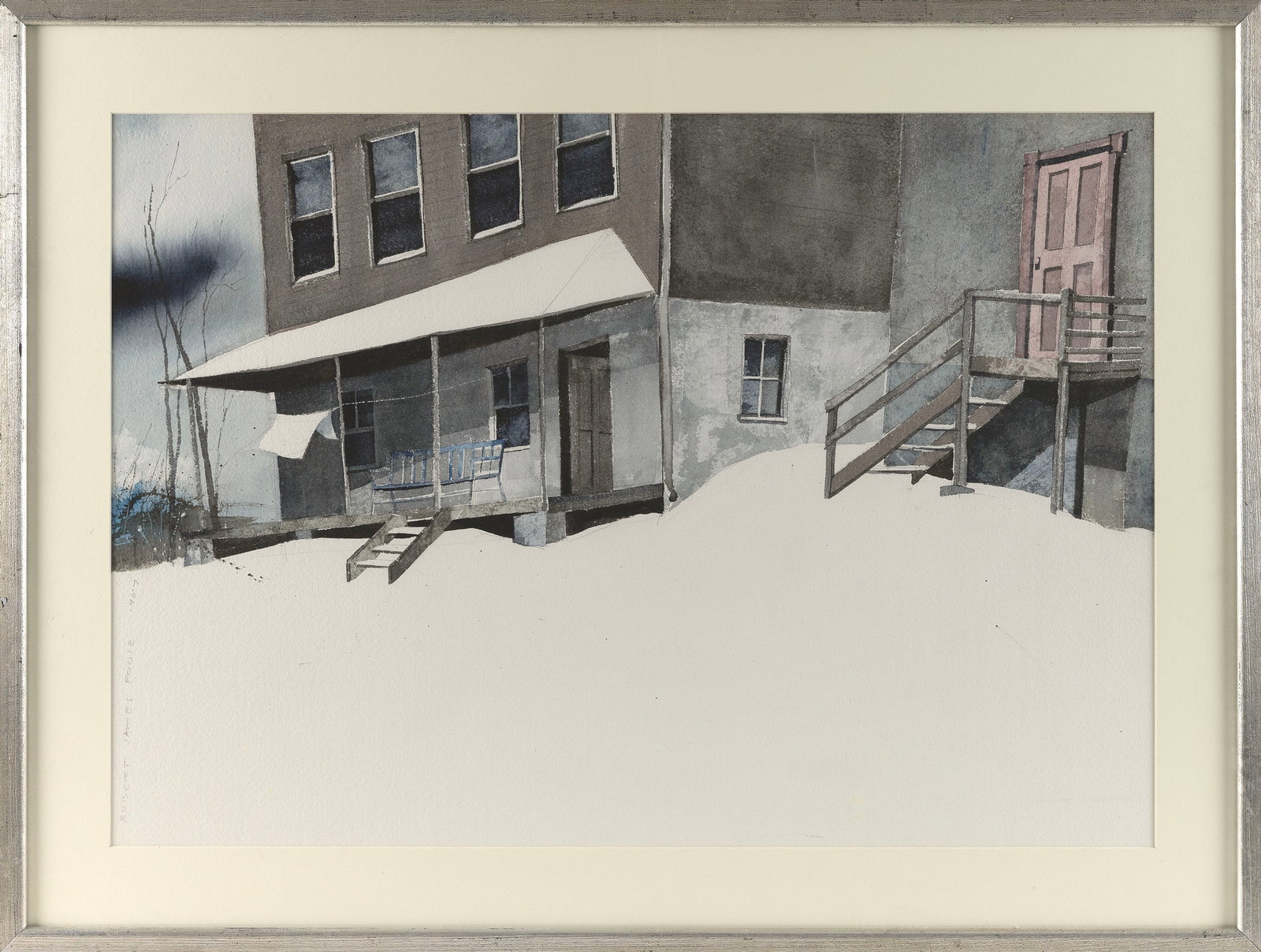 ROBERT JAMES FOOTE (20th Century,), Winter scene., Watercolor on paper, 19" x 28". Framed 26" x 35". (1 of 2)