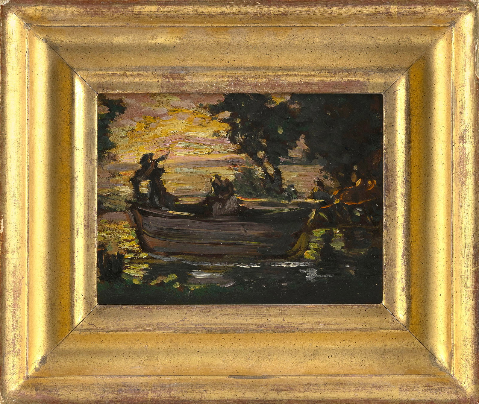 THERESA FERBER BERNSTEIN (New York/Massachusetts, 1891/95-2002), "Coal Barge"., Oil on board, 6" x (1 of 2)