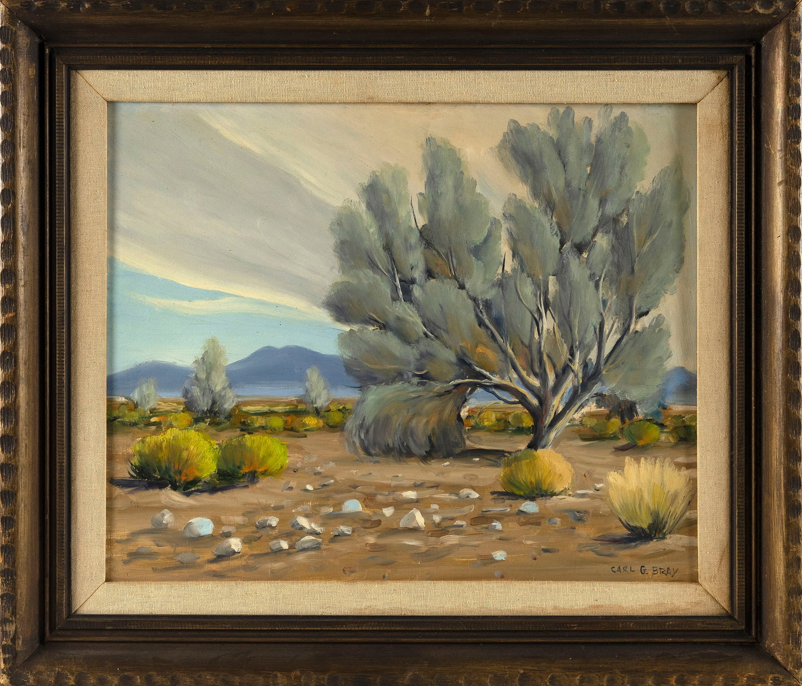 CARL GLEN BRAY (Oklahoma/California, 1917-2011), Smoke Tree, Mexico., Oil on board, 16" x 20". (1 of 2)