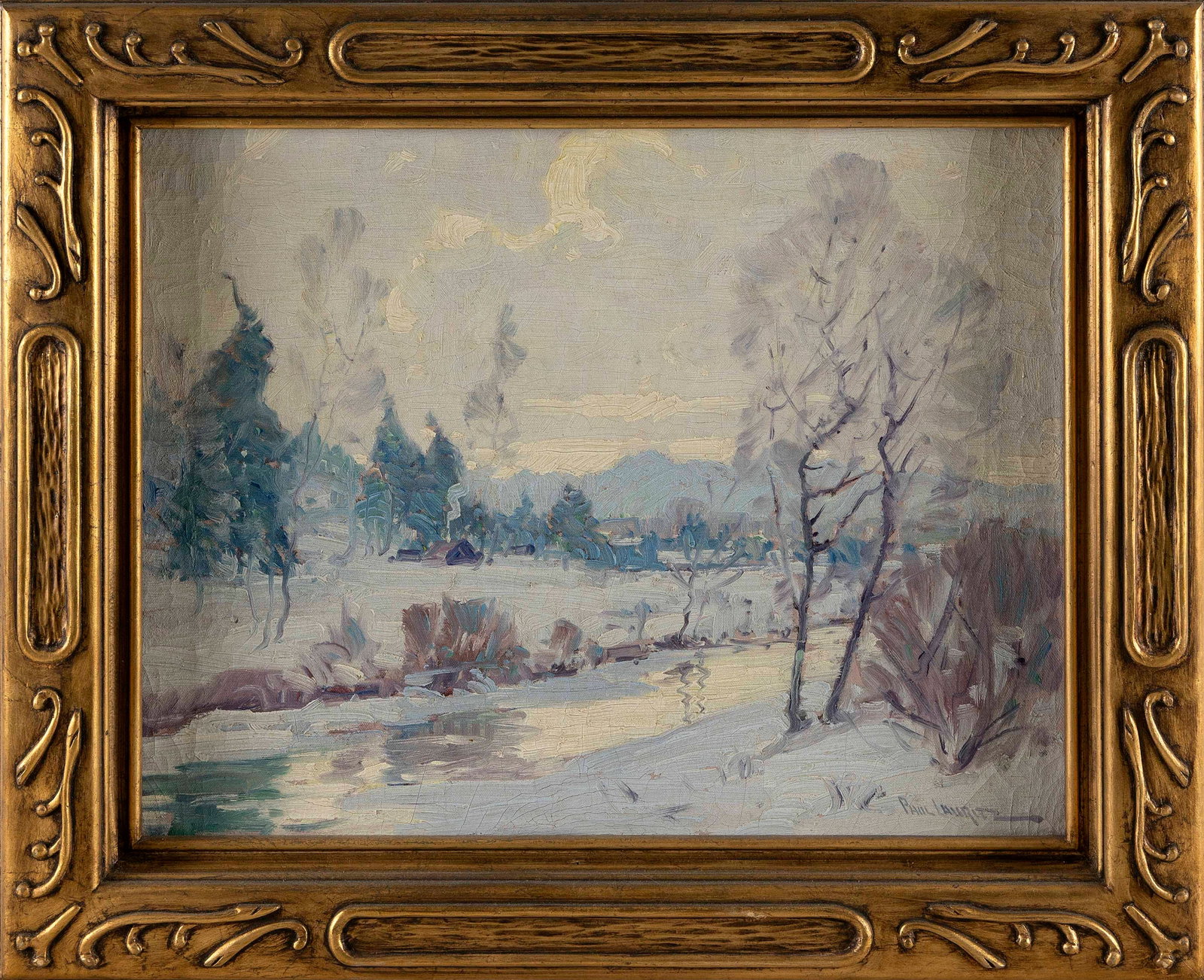 PAUL LAURITZ (California, 1889-1975), "'Gray Dawn', Alaska"., Oil on canvas, 16" x 20". Framed 21" x (1 of 2)