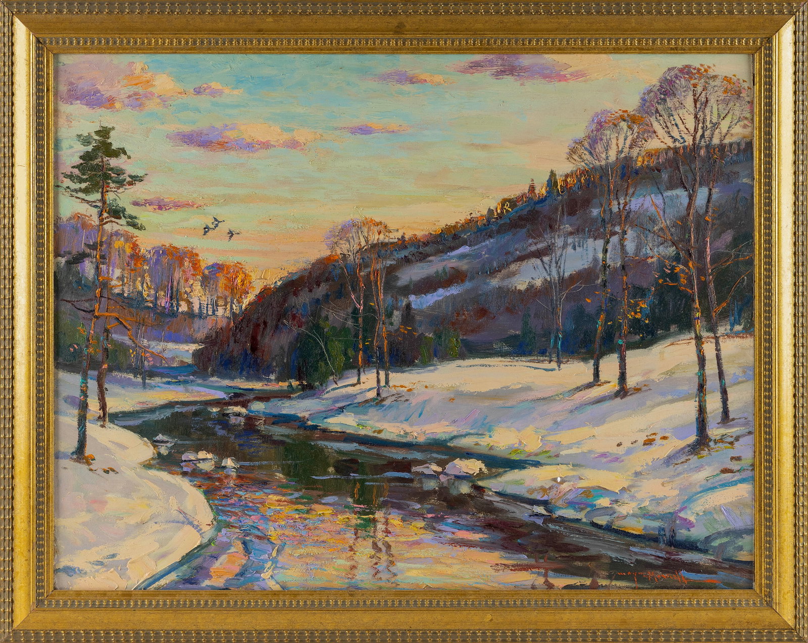 WAYNE BEAM MORRELL (Massachusetts/New Jersey, 1923-2013), "Sunset on the Ipswich River"., Oil on (1 of 2)