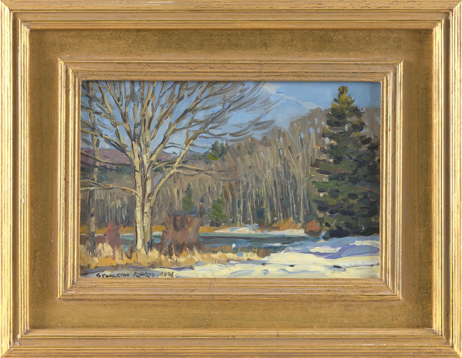 STAPLETON KEARNS (Massachusetts/Maine/Minnesota, 1952-), "Bare Tree at Sandy Point"., Oil on canvas, (1 of 2)