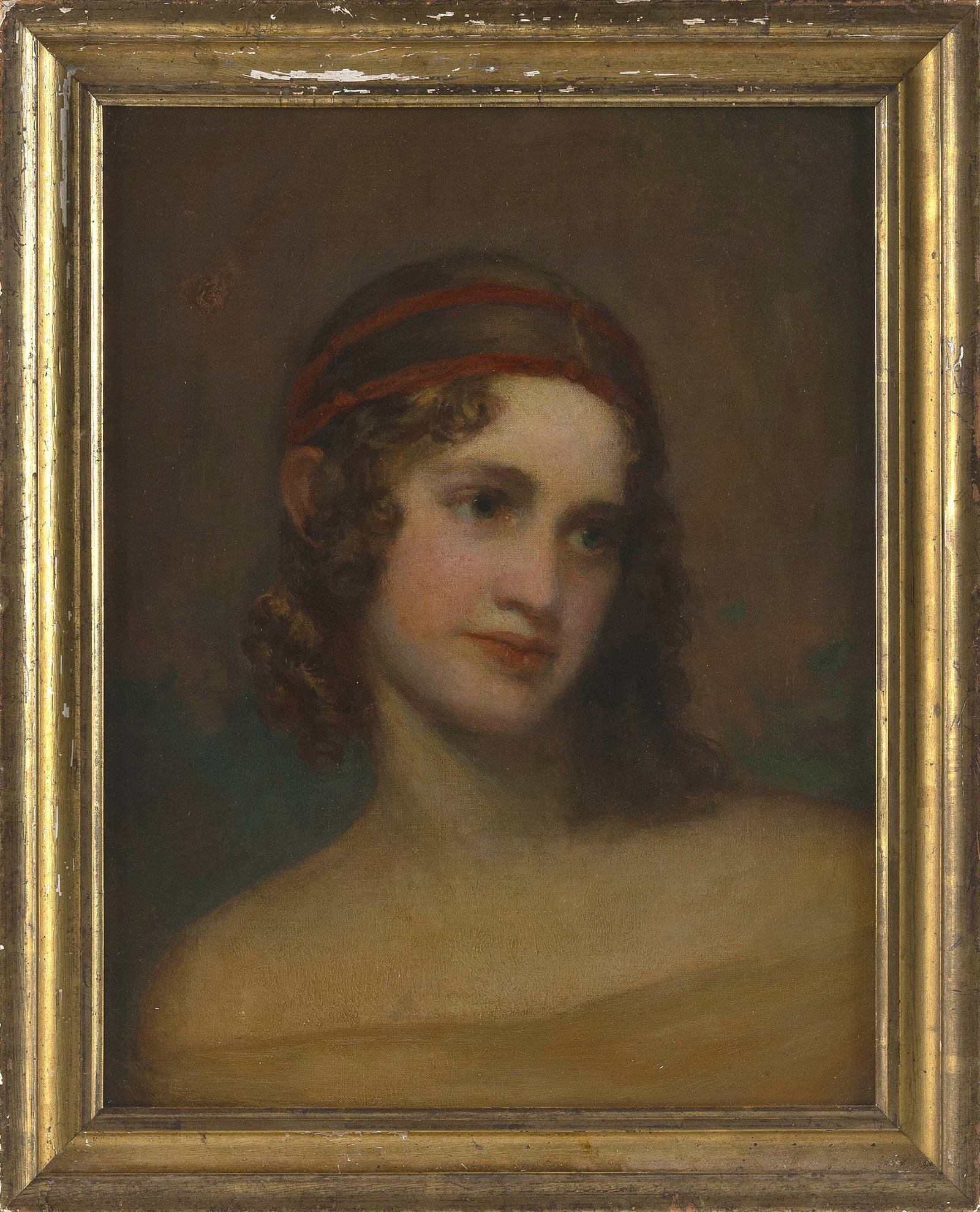 ALDRO THOMPSON HIBBARD (Massachusetts/Vermont, 1886-1972), Portrait of the artist's wife, Winifred,: ALDRO THOMPSON HIBBARD Massachusetts/Vermont, 1886-1972 Portrait of the artist's wife, Winifred, posing as Lady Godiva. Inscribed in pencil verso "A.T. Hibbard". Identifed on label verso. Oil on canva