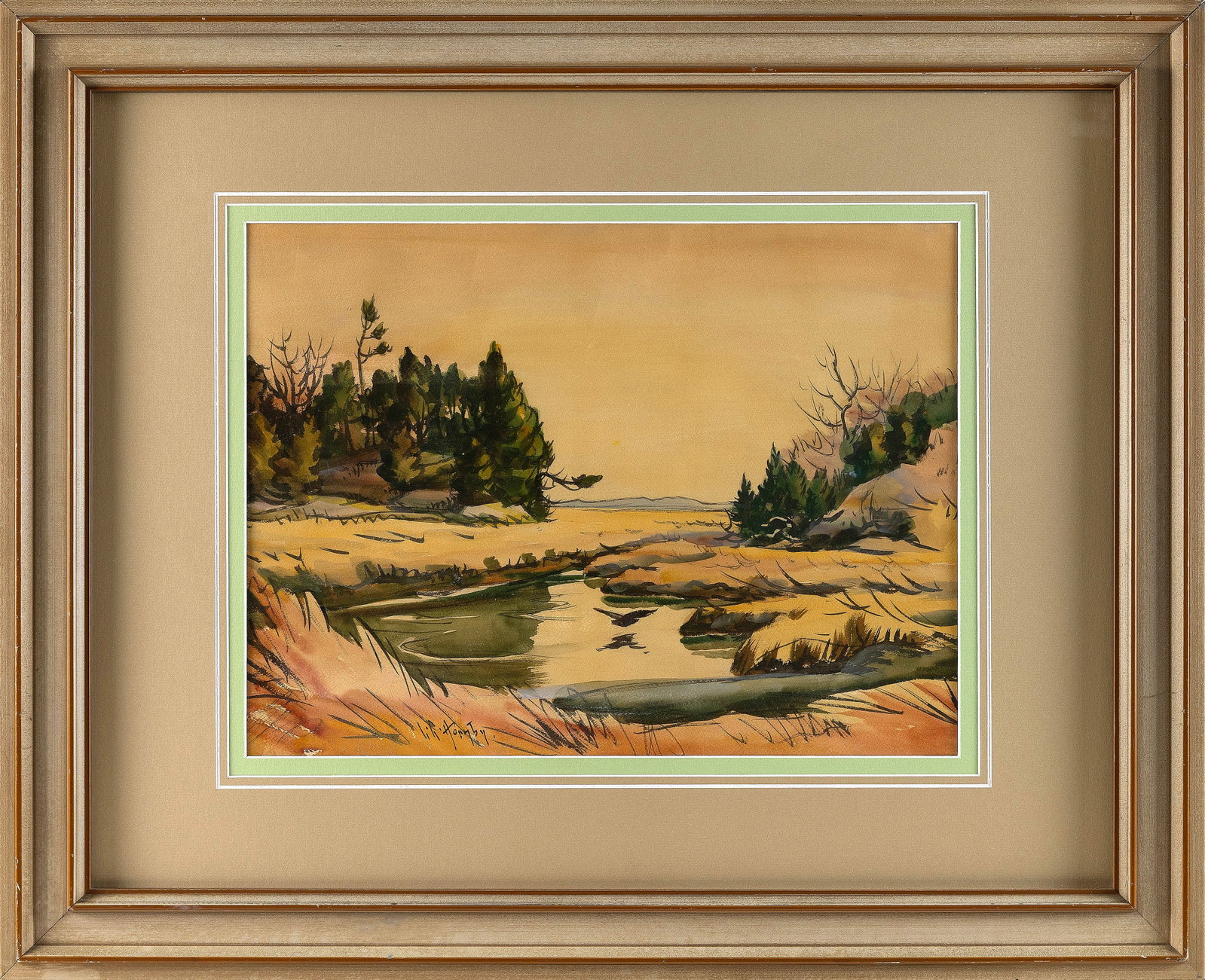 LESTER GEORGE HORNBY (Massachusetts, 1882-1956), Annisquam Marsh, Gloucester, Massachusetts. (1 of 2)