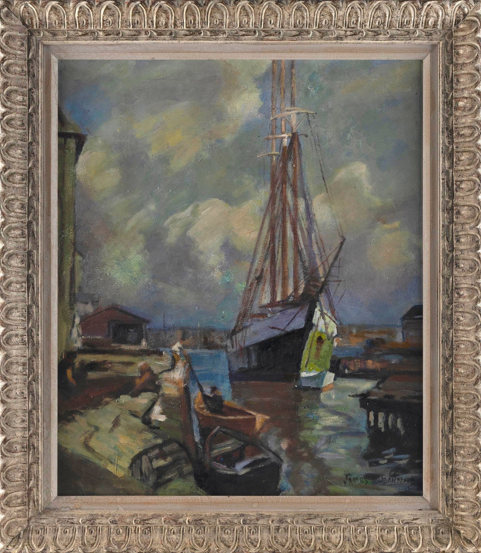 JAMES KING BONNAR (Massachusetts, 1883/85-1961), "Glouceter Harbor"., Oil on canvas, 30" x 25". (1 of 2)