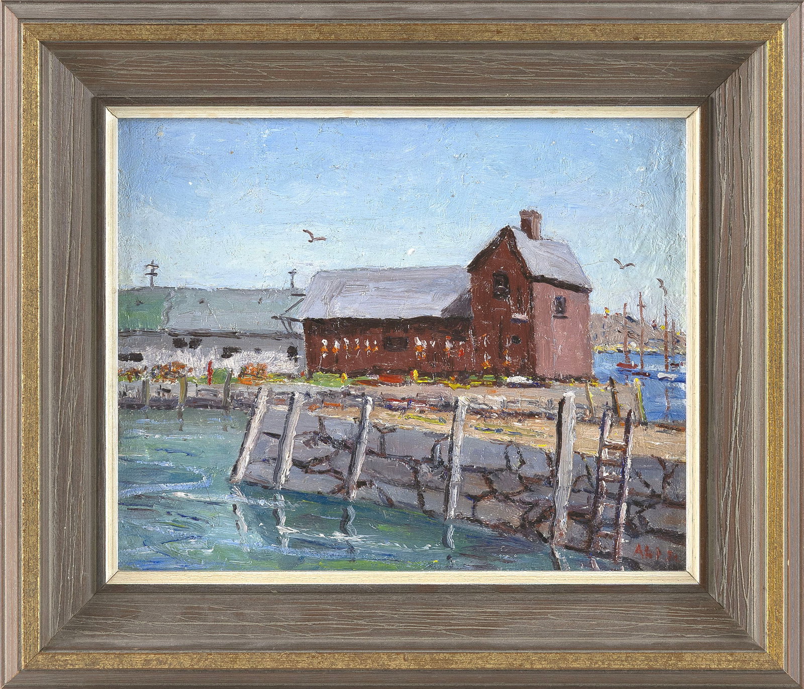 HENRY CURTIS AHL, JR. (Massachusetts/New Hampshire, 1905-1996), "Motif Number 1, Rockport"., Oil on (1 of 2)