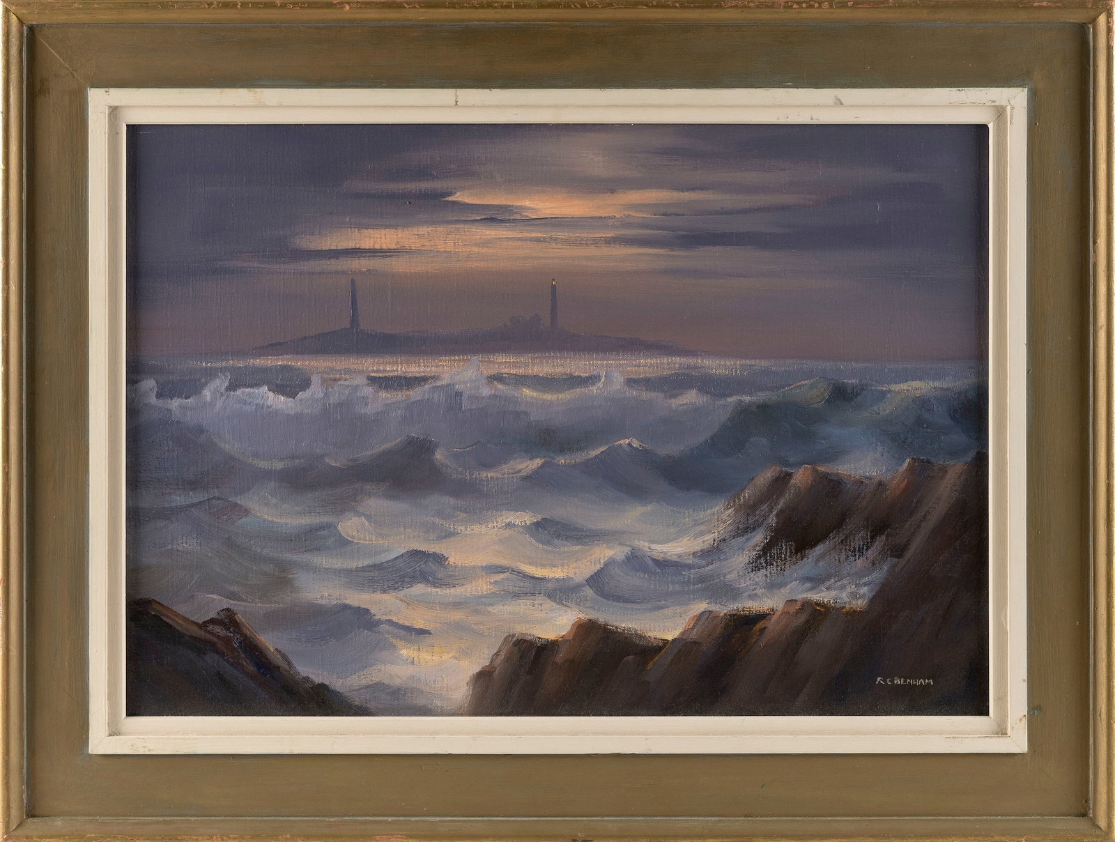 ROBERT C. BENHAM (Massachusetts, 1908-2002), Twin Lights, Thacher Island, Rockport, Massachusetts., (1 of 2)