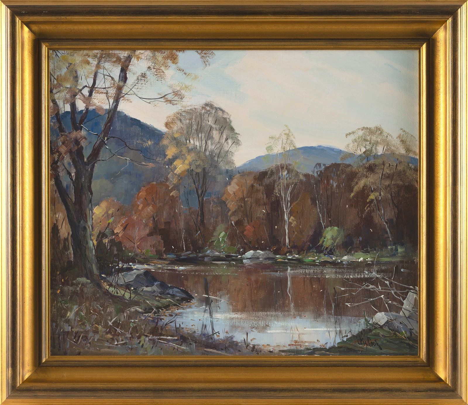 OTIS COOKE (Massacshusetts, 1900-1980), "Battenkill River"., Oil on canvas, 20" x 24". Framed 25.75" (1 of 1)