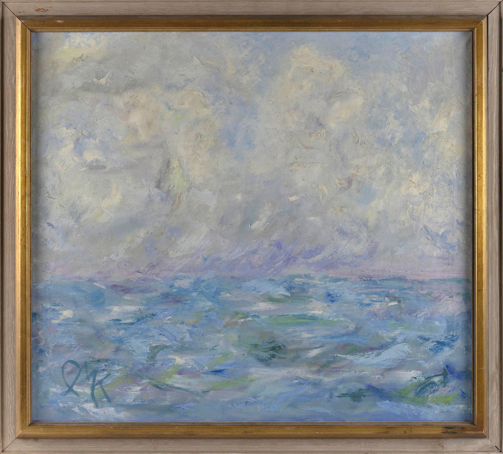 AMERICAN SCHOOL (20th Century,), "Pamlico Sound" (North Carolina)., Oil on canvas, 28" x 32". Framed: AMERICAN SCHOOL 20th Century "Pamlico Sound" (North Carolina). Signed lower right "CMK". Titled verso. Oil on canvas, 28" x 32". Framed 32" x 36".