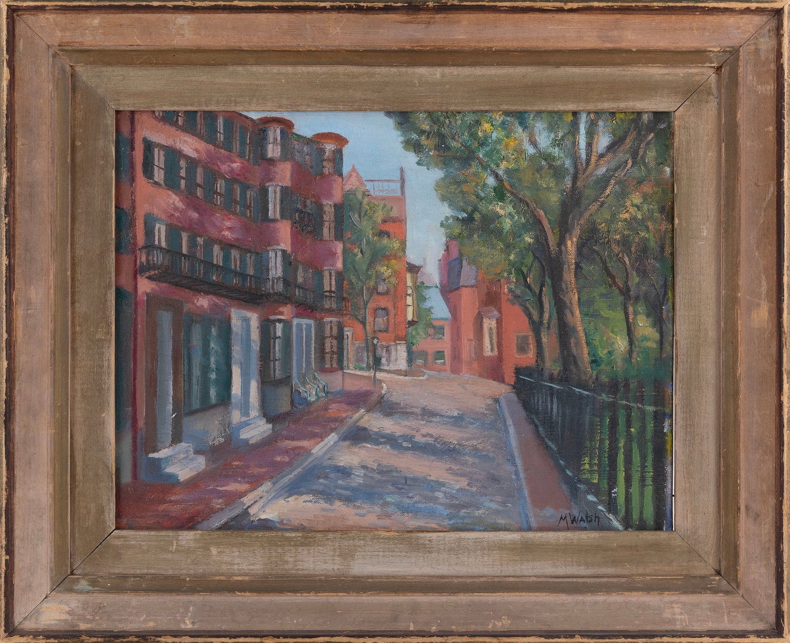 M. WALSH (America, 20th Century), Beacon Hill, Boston., Oil on canvas board, 12" x 16". Framed 18" x (1 of 2)