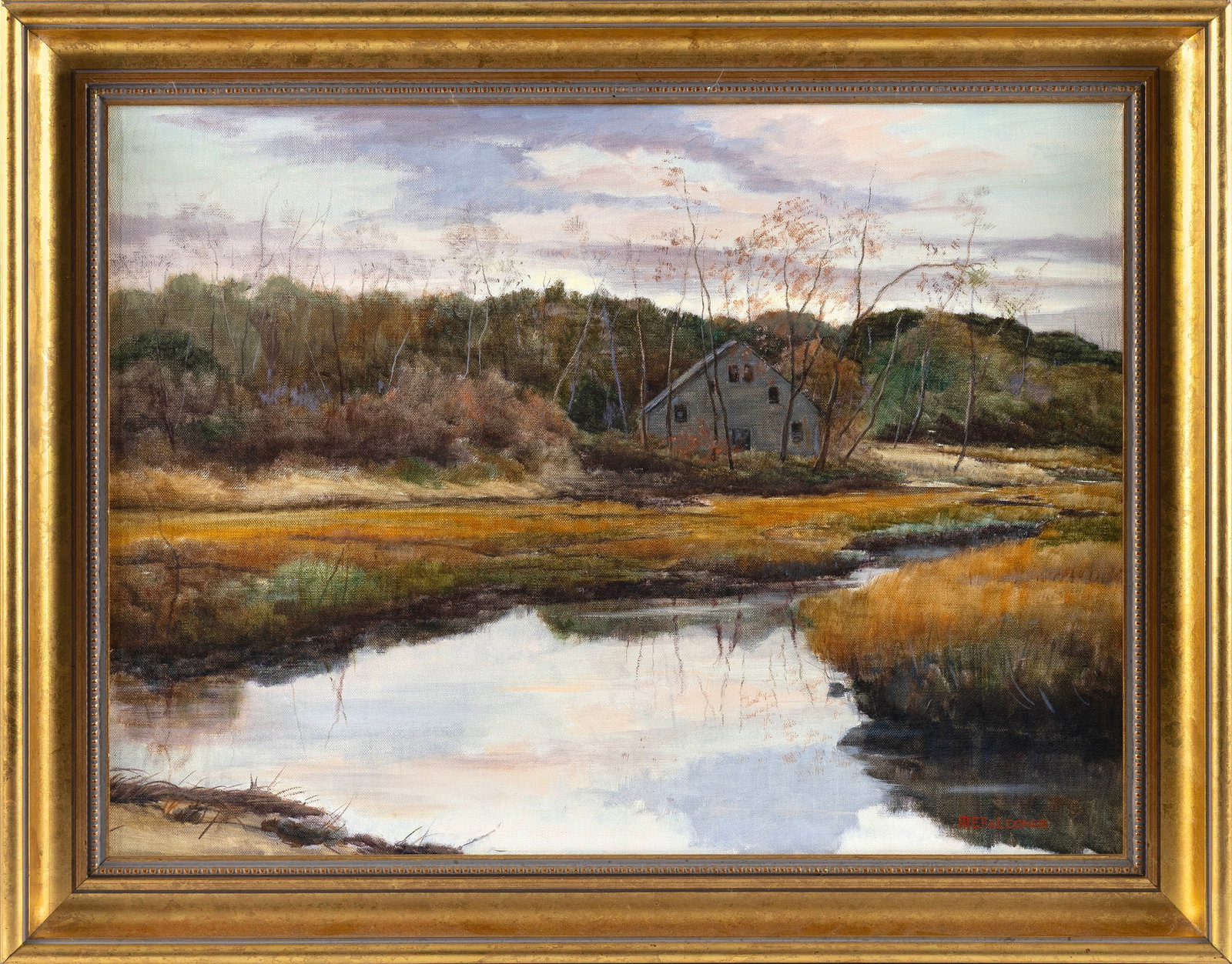 MARGUERITE ELIZABETH FALCONER (Massachusetts, 1919-2016), "Shades of Autumn"., Oil on canvas, 18" x (1 of 2)