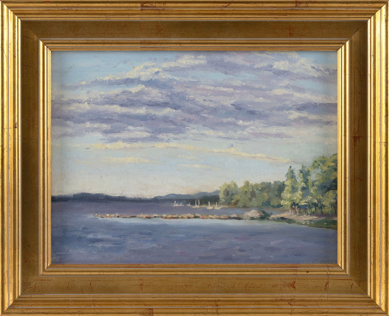 JAN MESSIER (Massachusetts, 1949-), The Jetty., Oil on canvas, 9" x 12". Framed 13" x 16". (1 of 3)