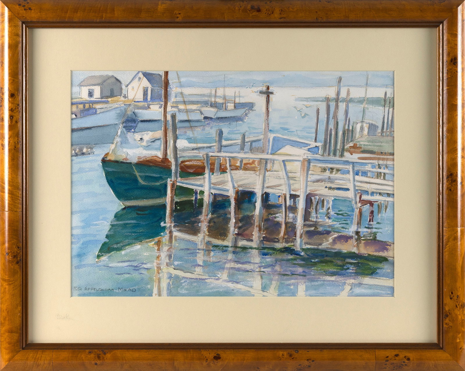 RUTH APPELDOORN MEAD (Illinois/Massachusetts, 1894-1994), Docked sailboat, Martha's Vineyard, (1 of 2)