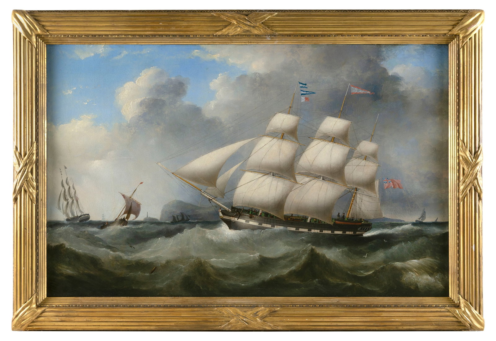 SAMUEL WALTERS (United Kingdom, 1811-1882), The British ship Clifton shown in two positions off the (1 of 3)