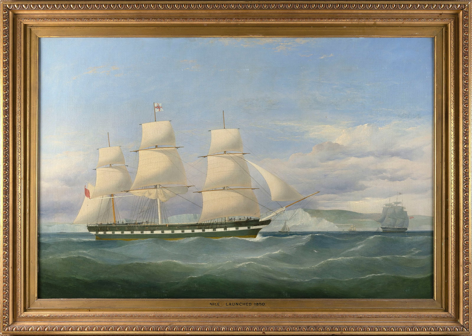 ATTRIBUTED TO FREDERIK J. TUDGAY (United Kingdom, 1841-1921), "Nile - Launched 1850"., Oil on (1 of 2)