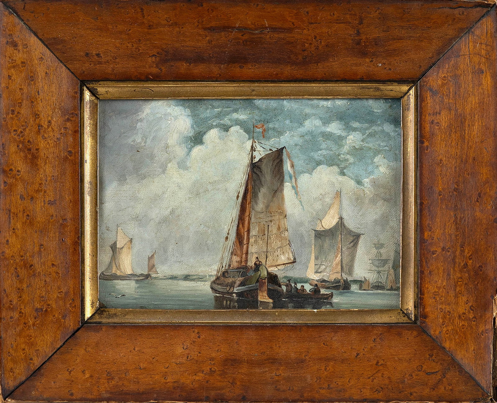 CONTINENTAL SCHOOL (19th Century,), Harbor view., Oil on board, 5.5" x 7.5". Framed 9.25" x 11.5". (1 of 2)