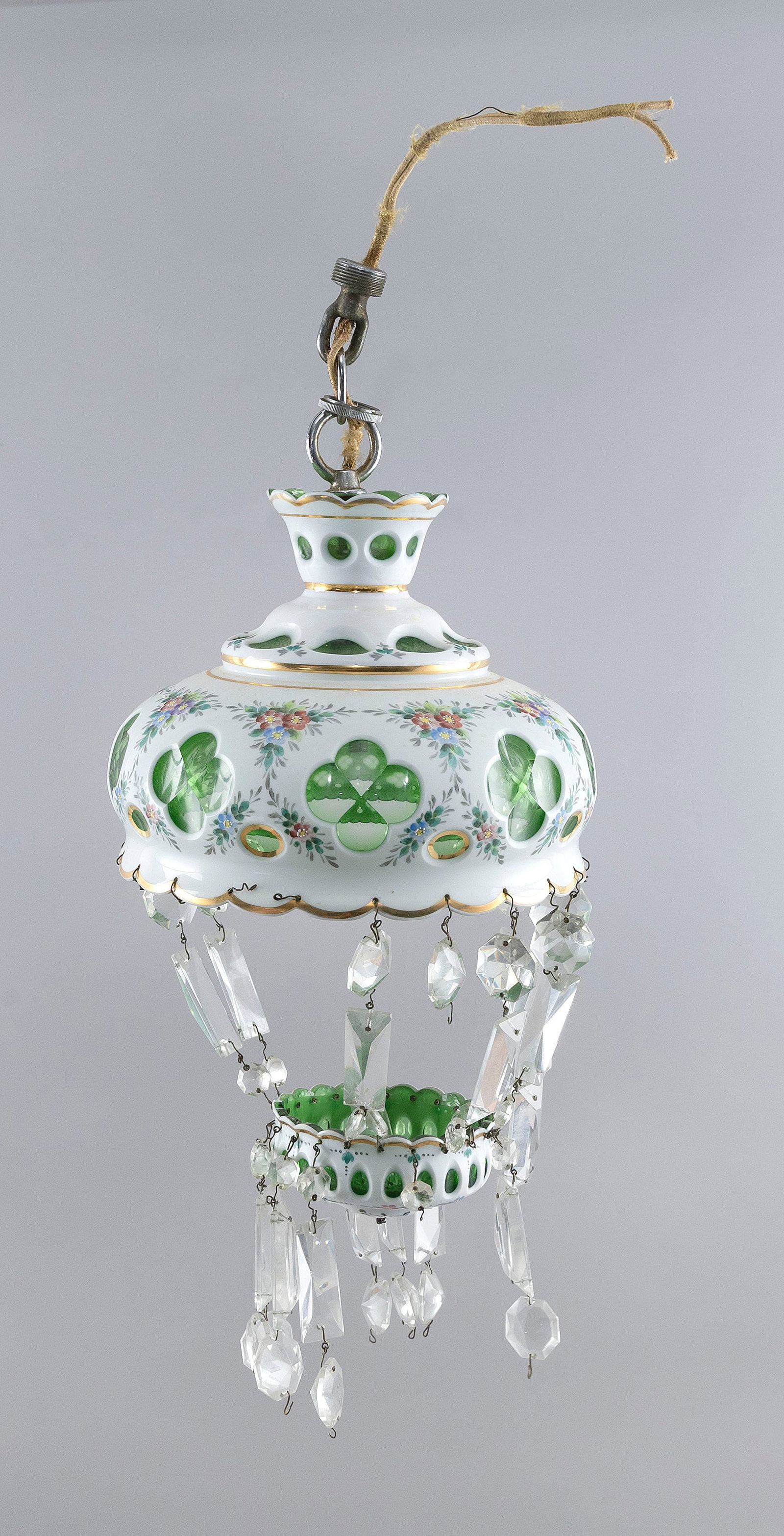 BOHEMIAN GLASS HANGING LAMP 20th Century Height 10". (1 of 2)