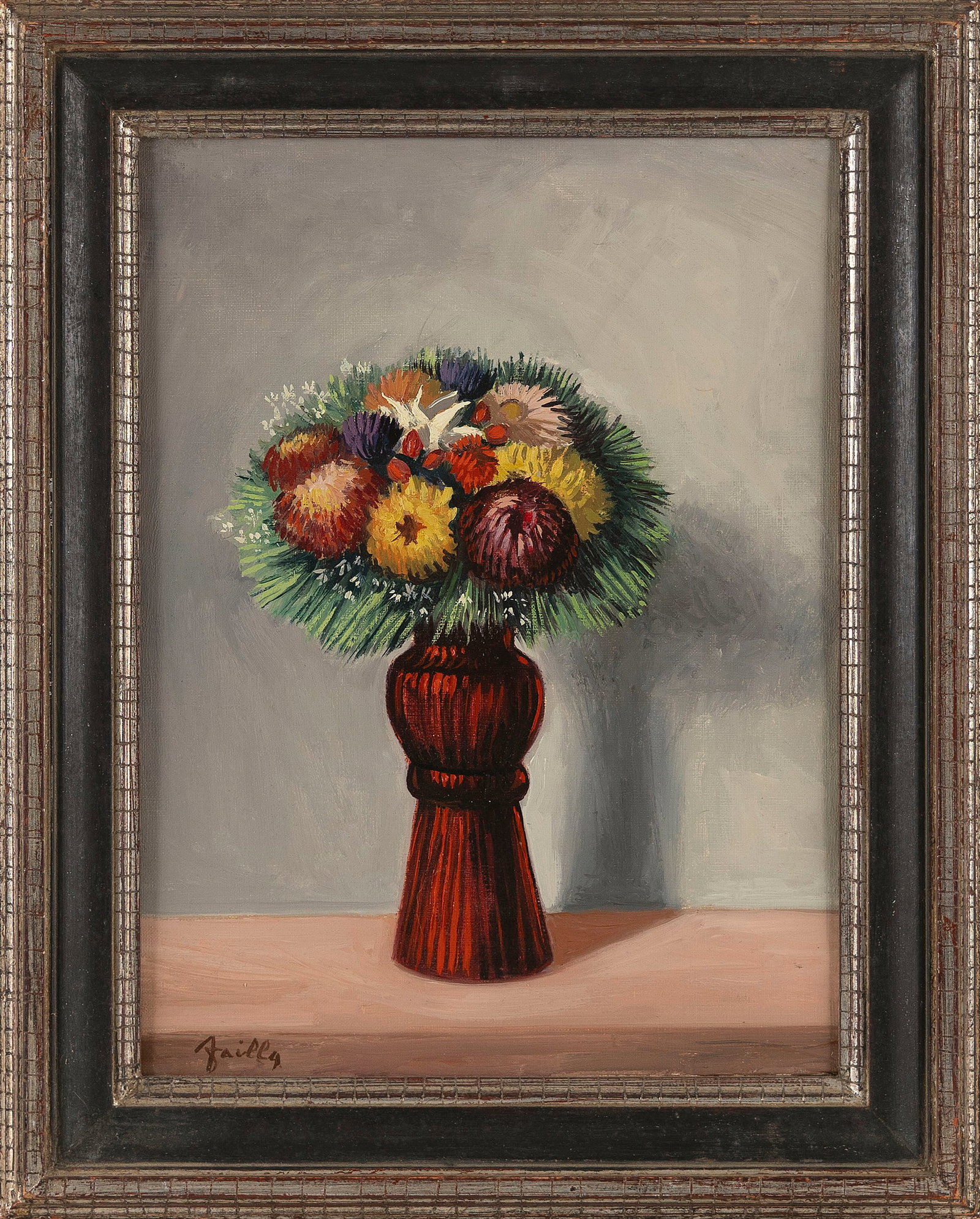 FABIO FAILLA (Italy, 1917-1987), Bouquet of flowers., Oil on canvas, 15.75" x 12". Framed 20" x 16". (1 of 2)