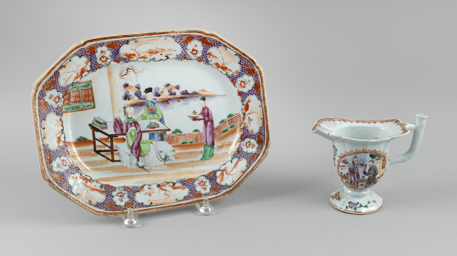 TWO CHINESE EXPORT FAMILLE ROSE PORCELAIN TABLEWARES 19th Century (1 of 5)