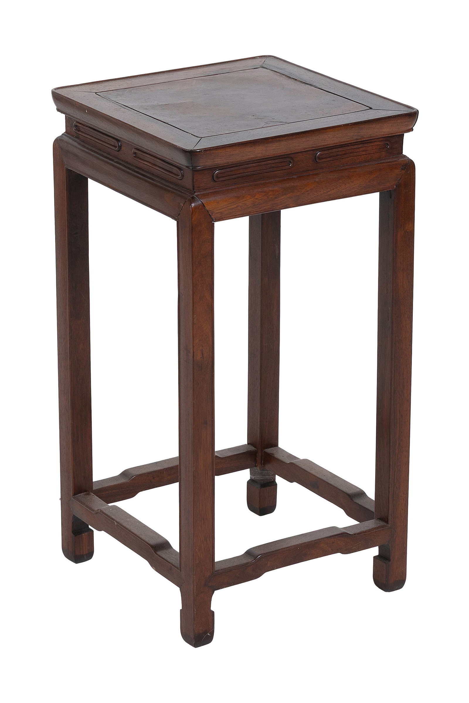 CHINESE CARVED WOOD TABORET Late 19th Century Height 25". Top 13" x 13".: CHINESE CARVED WOOD TABORET Late 19th Century Height 25". Top 13" x 13". Provenance: The Estate of Dr. William E. Strole Jr. of Boston, Massachusetts.
