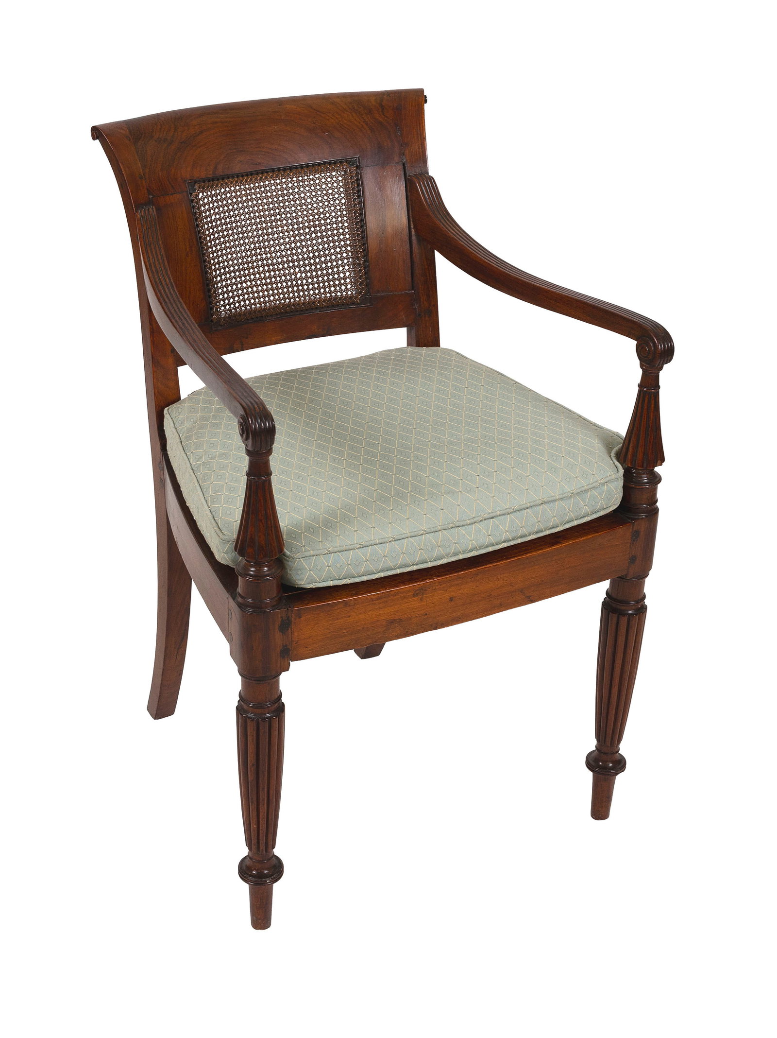 ANGLO-INDIAN SHERATON MAHOGANY ARMCHAIR 1800-1820 (1 of 3)